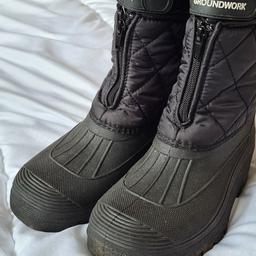 Womens GROUNDWORK Black Winter Waterproof Snow Boots UK 5. Worn once. See photos for condition, flaws, size and materials. I can offer try before you buy option but if viewing on an auction site viewing STRICTLY prior to end of auction.  If you bid and win it's yours. Cash on collection or post at extra cost which is £4.55 Royal Mail 2nd class. I can offer free local delivery within five miles of my postcode which is LS104NF. Listed on five other sites so it may end abruptly. Don't be disappointed. Any questions please ask and I will answer asap.