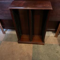 Holds 50 dvds, Mahogany, cup mark on top , sizes in cm w 49 ,d 18 ,h 73 , 07784859403 , bb21jx