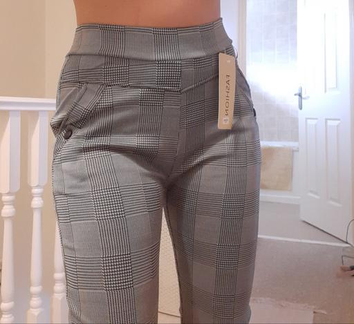 Buy & Sell West Midlands Walsall - Photos for check grey size 8 10 straight leg trousers