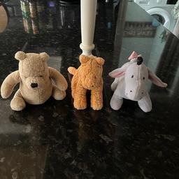 All in great condition from a smoke free home. 
Winnie the Pooh and Tigger are GUND and Eeyore is Classic Pooh. 
If you pull Eeyores’s tail it vibrates.
Collection from Congress Mount Armley Ls12 3DU 
Have a look at my other items for sale.
