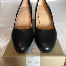 Clarks Black Court Shoes . Brand New . Never Worn . Come With Box .