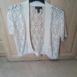 Ladies see through cream cardigan, looks fab on, size large, treat yourself or buy as a Christmas or birthday gift, looks great for any time of the year, especially summer and Christmas