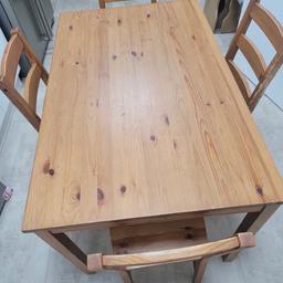 Ikea dining table with 4 chairs has few scratches from my cat. It can easily be sanded .