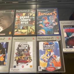 7 classic PlayStation 2 Games all with booklets
Mint condition.

1. Grand theft auto San Andreas.
2. Grand theft auto 3.
3. Tekken 4.
4. Tekken Tag Tournament.
5. Rayman 3.
6. Burnout.
7. Sonic Heroes.

£40 for 7 ps2 games 🤯
