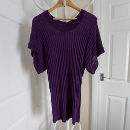 Tunic " Influence"

 Purple Colour

Good Condition

Actual size: cm

Length: 80 cm from shoulder front

Length: 78 cm from shoulder back

Length: 42 cm from armpit side

Sleeves length: 29 cm from neck - raglan sleeve

Volume hand: 54 cm from neck

Volume breast: 80 cm – 90 cm

Volume waist: 70 cm – 80 cm

Volume hips: 70 cm – 80 cm

Size: 12/14

88.7 % Viscose
 7.8 % Polyester
 3.5 Lurex

Made in China

 Price £ 7.90