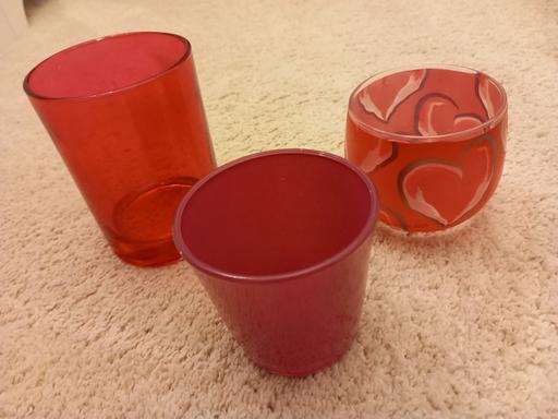 Buy & Sell Surrey Elmbridge - Photos for 3 pink glass candle holders