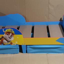 Paw Patrol Toddler Cube Bed Frame With Storage

Delivery from £10
Same day delivery available

Mattress not included

💥ExDisplay. Flat packed💥Item is in very good overall condition item that may have small cosmetic defects as marks, scratches classified as opened box and unit assembly.

Toddler bed.
Blue bed with a mdf frame
For ages 18 months and over
Frame size L167, W77, H64cm.
Safety rail height 44cm.
Clearance between floor and underside of bed 15cm.
Drawer size H15, W65, D50cm.

Features six handy fabric storage cubes at the end of the bed and two underbed fabric storage drawers with fabric cover

💥Check our other items💥