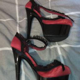 black and red nightlife heels. in good condition. perfect for the party season