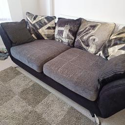 Sofa and 2 cuddle chairs (they turn/swivel round) for sale. They are in fair condition. No rips or major flaws, there's just some marks on the arms (which look worse in the pictures) but I have cleaned them with my vax spot cleaner. Ideal for someone starting out