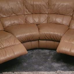 4 seater brown leather sofa, with a recliner chair either end (see first pic). Good condition, with no damage. Only selling due to change of decor.

H- 87cm
W - 82cm
side arm from back to side arm at front - 254cm

any questions please ask, will be willing to lower price if quick sale.