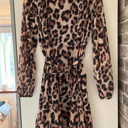 Leopard print double layer boohoo dress never worn size 12