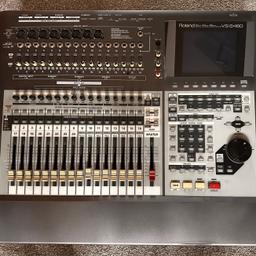 World's first self-contained 24-track/24-bit/96kHz digital recording workstation with onboard effects and optional CD-burning capabilities
24-track playback; 16-track simultaneous recording with 384 v-tracks
"Drag-and-drop" editing using included mouse; also accepts ASCII keyboard (optional)
64-channel, fully automated digital mixer with 17 motorized faders
Dynamics processing and 5-band EQ on every channel
Professional-quality connections including 8 XLR/16 balanced trs mic/line inputs
2 stereo effects processors (expandable to 8 stereo, 16 mono) including cosm¨ Mic, Speaker and Guitar Amp modeling, plus Mastering Tool Kit
24-voice Sample Phrase Pads for triggering and arranging samples directly from disk
Dual 8-channel r-bus ports for expandable I/O in a variety of analog and digital formats; smpte and word clock input
Compatible with large-capacity 3.5" IDE hard drives (up to 128GB)
 VGA Moniitor output with stellar graphics, including mouse-based waveform editing and control