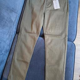 brand new khaki jeans with zip at ankles brought but didn't fit me really nice Material