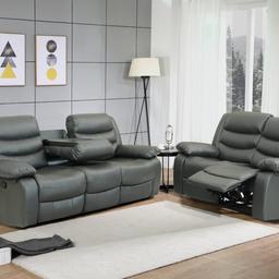 ⛔️ FLASH SALE ON 2+3 SEATER ROMA RECLINERS ⛔️

‼️ CHEAPEST IN THE UK‼️

‼️ ONLY £699 FOR 2 AND 3 SEATER ‼️

✅️Delivery service available 
✅️ Assembly service available 

Sink into the Roma recliner's comfy seats with fitted drink cup holders.
Its plump back cushions and padded armrests are perfect for unwinding when watching tv.
Big on comfort and lounging, this contemporary sofa invites you to relax.
A comfy and inviting recliner sofa
Upholstered in soft,  bonded leather
Modern stitch detailing for a contemporary look
Sustainable, non-tropical frame is glued and reinforced for strength
Plump, padded armrests and supportive headrests
High density foam and fibre-filled back cushions
Pocket sprung seat cushions for long lasting support
Simple, 2-stage recliner action allowing for a fully reclined position
Seating comfort: Medium firm, supportive seating

Roma Recliner sofa
Measurements:
3seater:
Height 100cm
Width 190cm
Depth 94cm
2seater:
Height 100cm
Width 145cm
Depth 94cm