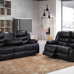 ⛔️ FLASH SALE ON 2+3 SEATER ROMA RECLINERS ⛔️

‼️ CHEAPEST IN THE UK‼️

‼️ ONLY £699 FOR 2 AND 3 SEATER ‼️

✅️Delivery service available 
✅️ Assembly service available 

Sink into the Roma recliner's comfy seats with fitted drink cup holders.
Its plump back cushions and padded armrests are perfect for unwinding when watching tv.
Big on comfort and lounging, this contemporary sofa invites you to relax.
A comfy and inviting recliner sofa
Upholstered in soft,  bonded leather
Modern stitch detailing for a contemporary look
Sustainable, non-tropical frame is glued and reinforced for strength
Plump, padded armrests and supportive headrests
High density foam and fibre-filled back cushions
Pocket sprung seat cushions for long lasting support
Simple, 2-stage recliner action allowing for a fully reclined position
Seating comfort: Medium firm, supportive seating

Roma Recliner sofa
Measurements:
3seater:
Height 100cm
Width 190cm
Depth 94cm

2seater:
Height 100cm
Width 145cm
Depth 94cm