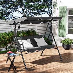 Outdoor Metal Hammock Swing Chair 3-Seater Patio Bench Garden
Colour	‎Black
Package Dimensions	‎135 x 52 x 16 cm; 18.14 Kilograms
Material	‎Polyester, Alloy Steel, Plastic
Item Weight	‎18.1 kg