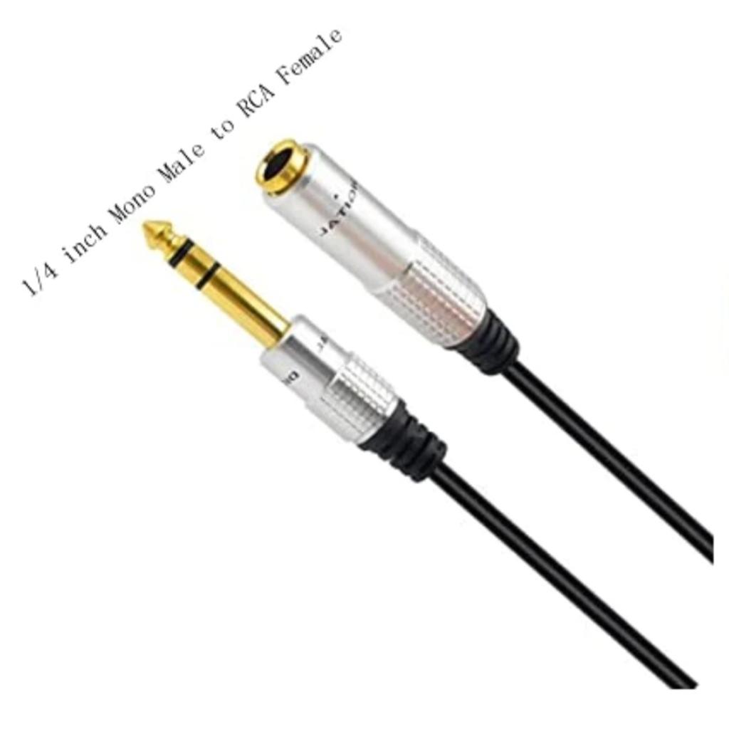 New QIANRENON TS 1 /4 Male to Female RCA Cable Gold Plated 1 4 6.35mm Mono Male to RCA Female Guitar Speaker Cable for Studios,Pro Sound DJ,3m 9.8ft