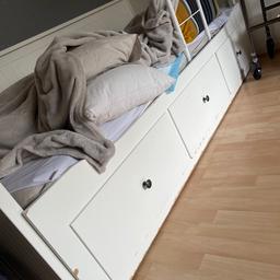 IKEA daybed white colour comes with one mattress it’s got three drawers in good condition. Pick up please as soon as possible selling it for £45