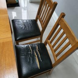 4 x Dining Chairs.  
Used.
Wood is in excellent condition.   
Seats could do with a fabric change
No dining table
Collection from South Yardley B26