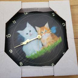 Kittens Clock On Welsh Slate