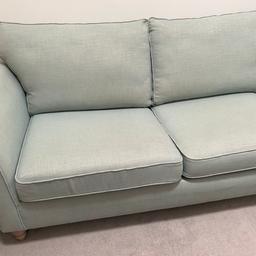 NEXT SOFA BED-2 SEATER-DUCK EGG BLUE-DERBYSHIRE PICK-UP 
- Manufactured & Sold by NEXT
-Fabric Is Soft Twill in Duck Egg Blue
- Fold out sprung bed, metal construction with spring stretched base & light mattress
- Some light wear & light surface marks, overall very useable condition- Sofa bed function works well
-Please ask for more photos if needed
SIZES:
- 76 inches wide (outside arm to arm) 
- 59 inches wide (actual seat)
- 18 inches (seat height from floor)
- 28 inches (arm height from floor)
- 31 inches (back height)
- 37 inches (Seat depth)
- 72 inches (bed length)
- 54 inches (bed width)
DERBYSHIRE PICK UP