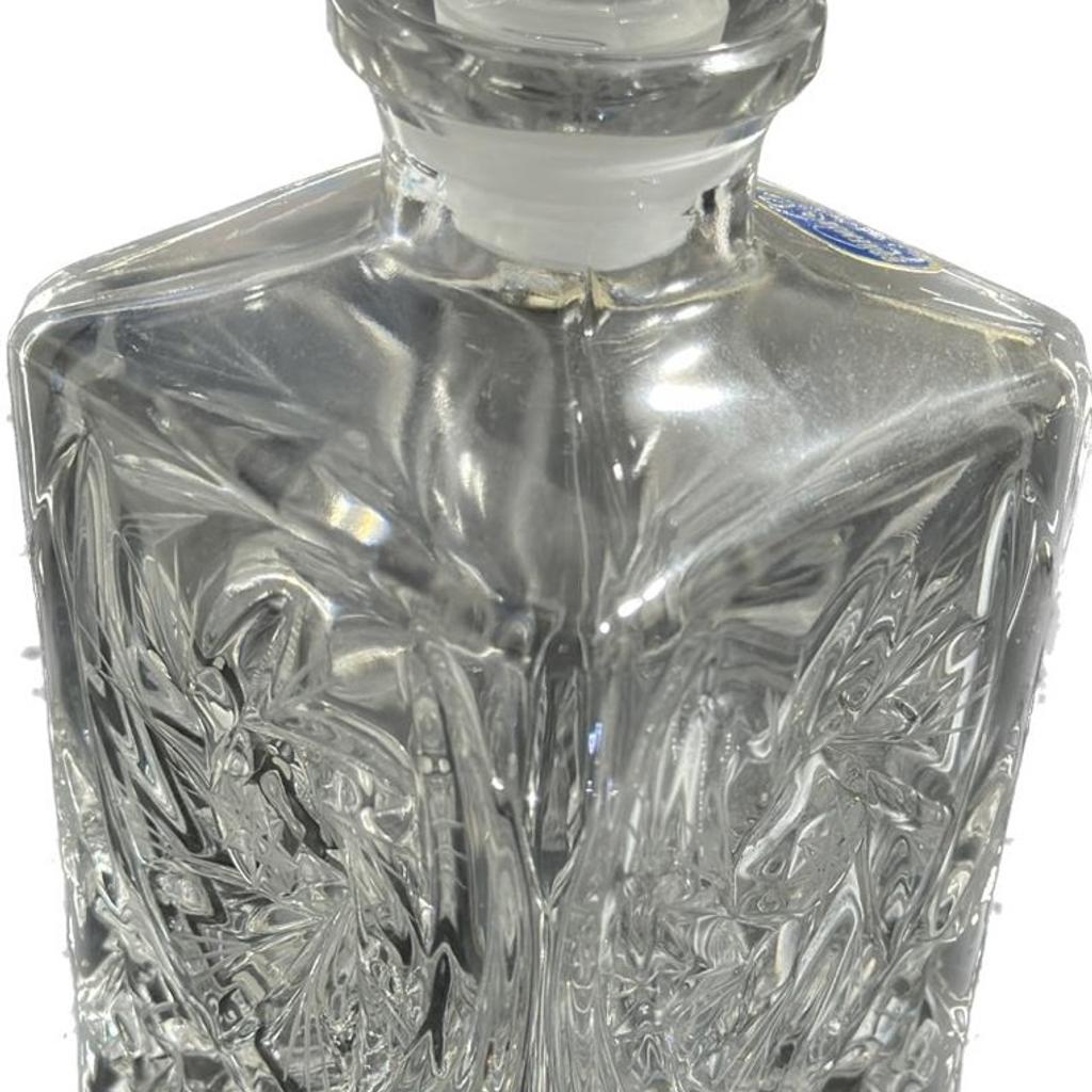 Glass decanter Bohemia crystal hand cut not white