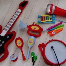 Selection of children's musical instruments in great condition suitable for a pre-schooler. The Chad Valley guitar is battery operated and plays music.
Also includes some Peppa Pig instruments and an ELC toy microphone. Collection only please from a smoke free and pet free home.
