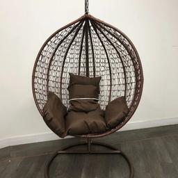 X2 Brand New (£170 each)

Brand:Generic
Colour: Brown
Material: Steel
Product dimensions: 70D x 100W x 122H centimeters
Item weight: 20 Kilograms

About this item
-STRONG AND DURABLE - This rattan swing chair is made of strong and high quality PE and Iron material, sturdy and durable to use; The corrosion resistant, non-static, great flexibility and no fading features even under the sun and rain.
-COMFORTABLE TO SIT - Egg swing chair comes with a soft cushion to ensure high comfort, which helps you relax yourself freely; the design has been tested to fit the curve of the human body and reduce fatigue.
-CONTEMPORARY DESIGN - These garden swing chairs can be used in any outdoor and indoor setting. With a hammock cocoon style design, these Harrier swinging chairs will complement your existing furniture.
-APPLICATIONS - Ideal for indoor / outdoor, garden, patio, terrace, conservatory, bedroom