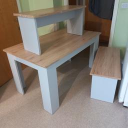 Dining table and 2 benches that slot underneath.  Some signs of use but still a lovely item. 

Table - Length 140cm
              Width 80cm
              Height 75cm

Will need collecting from SE17 Walworth Road and buyer can easily unclipped legs for transportation