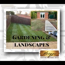 Garden & landscaping services 

We provide all the services below

plastering 
painting and decorating
tiling
gardening/landscaping 
laminate 
handy man 
regular cleaning services
van removals 
electrician 
media wall
fitted wardrobe 

You can call on 07956265890