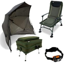 NGT Carp Case System PLUS WITH 50" Day Shelter, Specimen Chair, and Headlamp
