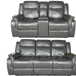 RECLINING SOFA IS A CONTEMPORARY STYLED FULLY RECLINED SOFA 

COVERED IN HIGH GRADED QUALITY LEATHER AIR. 

BOTH 3 SEAT AND 2 SEAT HAS GOT CUP HOLDER AND STORAGE ON 2 SEAT.

 THE CHAISE STYLED LEG REST GIVES TOTAL SUPPORT, RECLINING SOFA MAKES ANY  ROOM MORE PLEASING TO THE EYE.

Material:  All 100%  LEATHER AIR

COLOURS : AVAILABLE IN Black and Brown 

 AVAILABLE AS A 3 AND 2 SEATER SUITE  OR INDIVIDUALLY AS A 3 OR 2 SEATER

Dimensions:
3 seater - Height 89, Width Width 195, Depth 85 cm  
2 seater - Height 89, Width Width 175, Depth 85 cm  

delivery and assembly service available