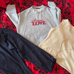 Black sweatpants - Atmosphere, cream vest- Debbie Morgan and grey jumper - M&S.