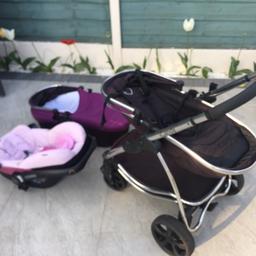 Travel cot, car seat and pushchair