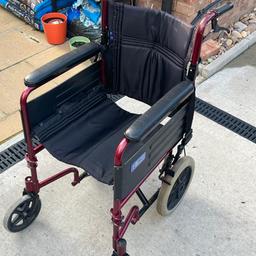 Folding wheelchair for sale, no longer needed. Foot rests are detachable. Folds relatively flat to go into your boot. Has brakes both sides operated from the two handles. Collection item from EN8 7EL.