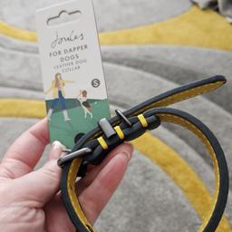 Joules Leather Dog Coller and matching  lead. Blue & Yellow.
Never been used. £30 new