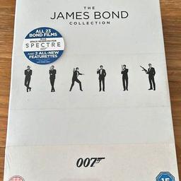 Brand New, unopened: 007 The James Bond Collection on DVD unwanted gift price to sell ...23 films still as cellophane cover wrap on never been opened so would make a terrific gift..