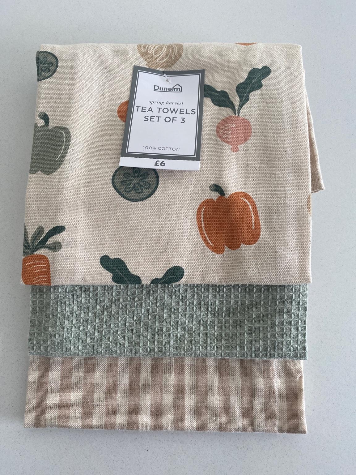 DUNELM 3 PACK TEA TOWELS BRAND NEW in NN7 Quinton for £3.00 for sale