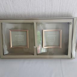 2 glass picture frames from Debenhams. To fit photo size 8 x 8cm ( 3"x 3"). Never been used but box has been opened. Originally £10. Collection only as don't drive and don't post sorry.