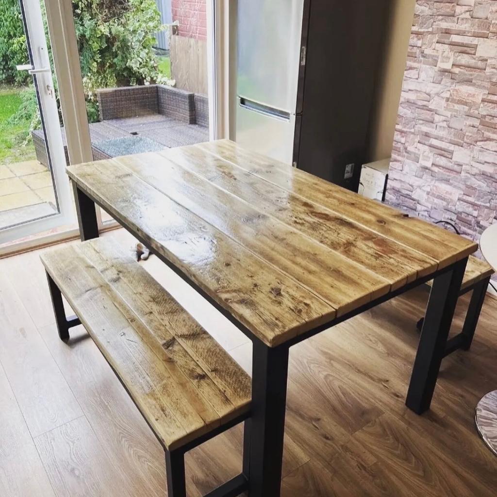 Rustic Furniture, Dining Tables, Benches, TV units, Bookcases, Coffee Tables. Reclaimed wood tops finished with clear varnish with very heavy duty steel base painted black. Different styles and sizes available. Prices start from
£110. If you would like to see our items and feedback on eBay our username is Industrial81. Contact Ricky on 07921 568005