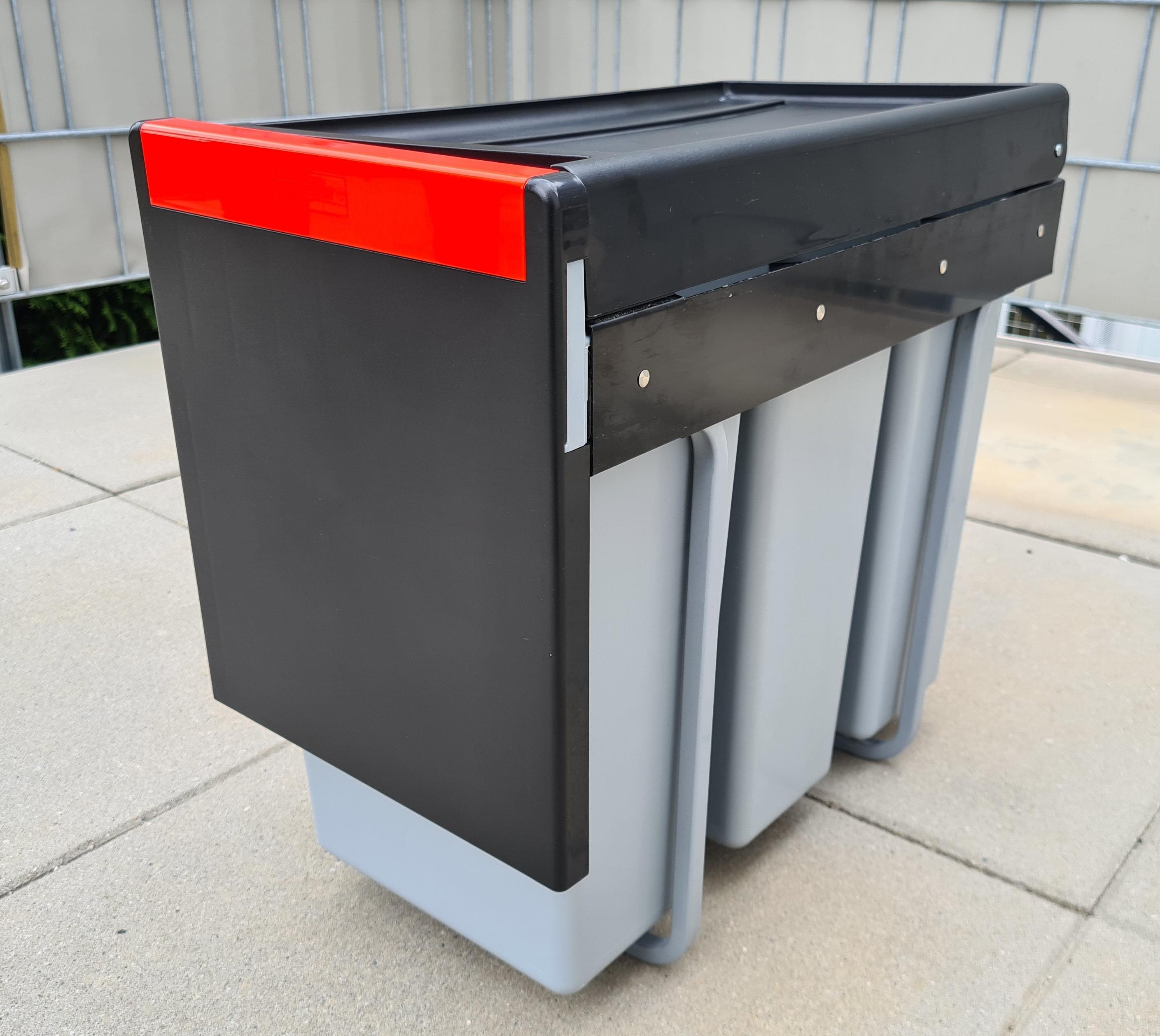 Mülltrennsystem 3-fach - 40L Behälter In Grün, Rot, Blau Für Papier, Glas, Plastik