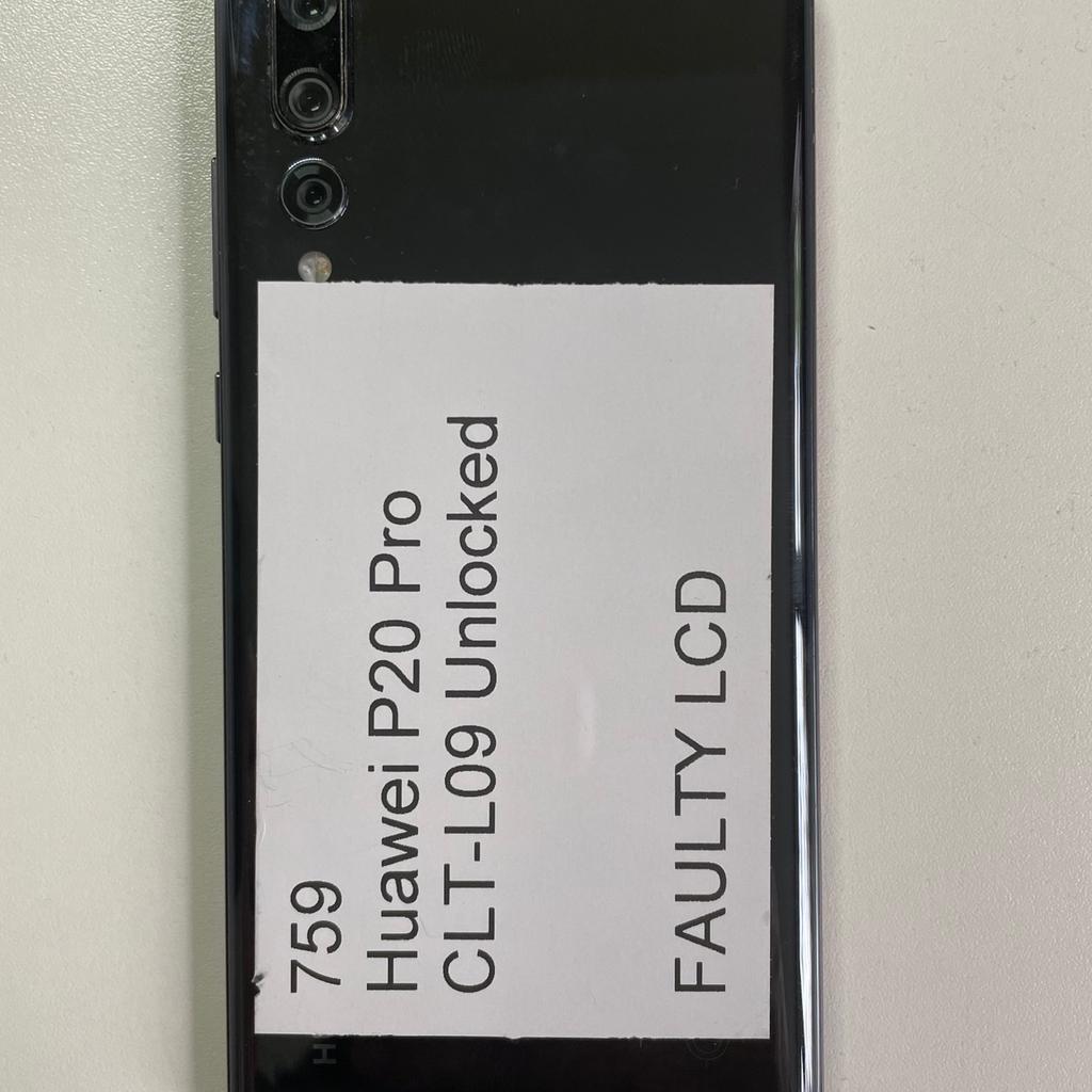 Huawei P20 Pro. Got as a joblot so please look at my other items.

May have FRP lock but unknown

Charges and connects to the pc. Damaged screen so unable to check anything else.