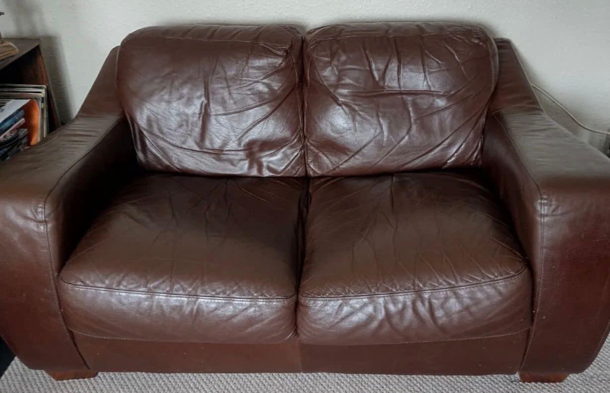SECOND HAND 2 SEATER BROWN LEATHER SOFA in S62 Parkgate for £75.00 for