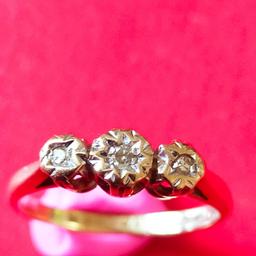 i have for sale a very nice 9ct gold 3 stone diamond ring fully hallmarked , size K, collection from darlington dl1 or can post,paypal accepted, please do not put in offers with delivery as i cannot access those thanks