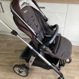 Excellent condition silver cross pioneer travel system (no marks, dents or scratches).

Includes:
Pioneer Pram Chassis
Pushchair Seat Unit
Newborn Carrycot
Cup Holder
Rain Cover
Shopping Basket
Simplicity Car Seat Adaptors
Car seat
Isofix base for car seat
Seat liner (red/purple)
Good and apron