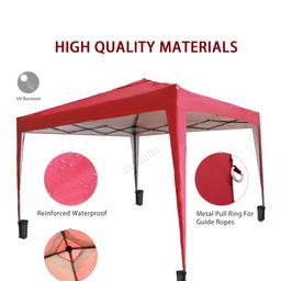 Used only once, Red 3m square gazebo with 4 side panels with windows. Complete, all in a carry holdall so portable. Ideal for any garden, street party or just a shady place to sit when weather too hot, or even to shade a paddling pool. COLLECTION ONLY