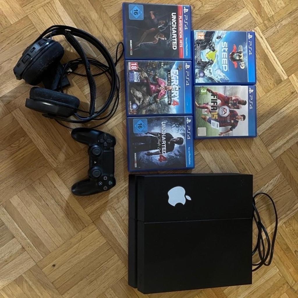 Ps4 - 1TB Speicher

1x Plantronics Rig 800HS Wireless Stereo Headset (Neupreis 180€)
1x Controller schwarz (wie neu)
2x Controller 1x schwarz, 1x weiß (nicht am Foto) L3 funktion defekt!

Spiele:

FIFA 15
STEEP
UNCHARTED 4
UNCHARTED THE LOST LEGACY
FAR CRY 4 LIMITED EDITION

PS4 funktioniert einwandfrei!