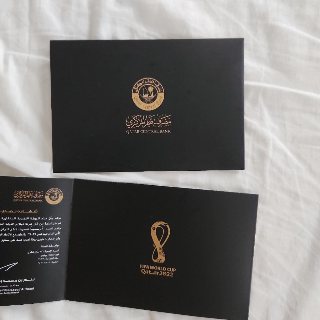 FIFA World Cup Qatar 2022 Commemorative Polymer Banknote + Folder + Envelope

22 Qatari Riyals

These notes were made to celebrate the FIFA World Cup being played in Qatar 2022.

Highly collectable - Limited Editions