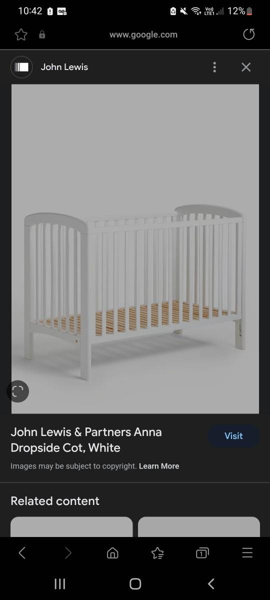 John Lewis dropside cot White in TW5 London für 20,00 £ zum Verkauf