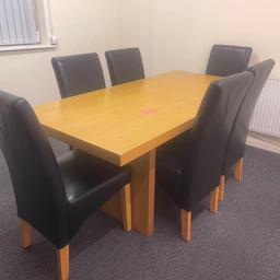 TABLE AND 6 BLACK FAUX LEATHER CHAIRS
£150.00
Dining table and 6 chairs. Width 90cm ,Length 185cm, Height 77cm
Good condition , slight water mark in one corner .

COLLECTION AVAILABLE 7 DAYS A WEEK
OR WE CAN DELIVER TO ANYWHERE IN SOUTH YORKSHIRE, CHESTERFIELD OR WORKSOP.

Unit 1-2 Parkgate Court 
The gateway industrial estate
Parkgate 
Rotherham
S62 6JL 
01709 208200
Website - bwbeds.co.uk
